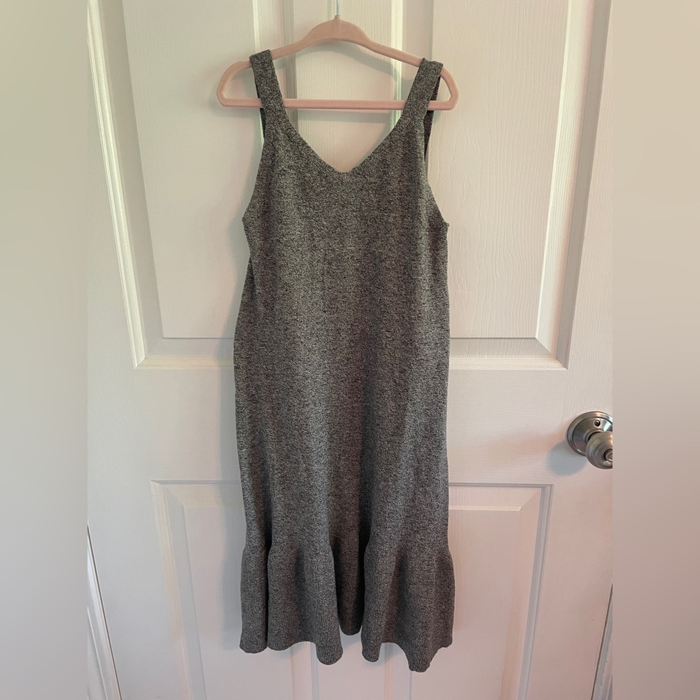Zara Kids Charcoal Grey Knit Ruffle Dress - Size 6-7
